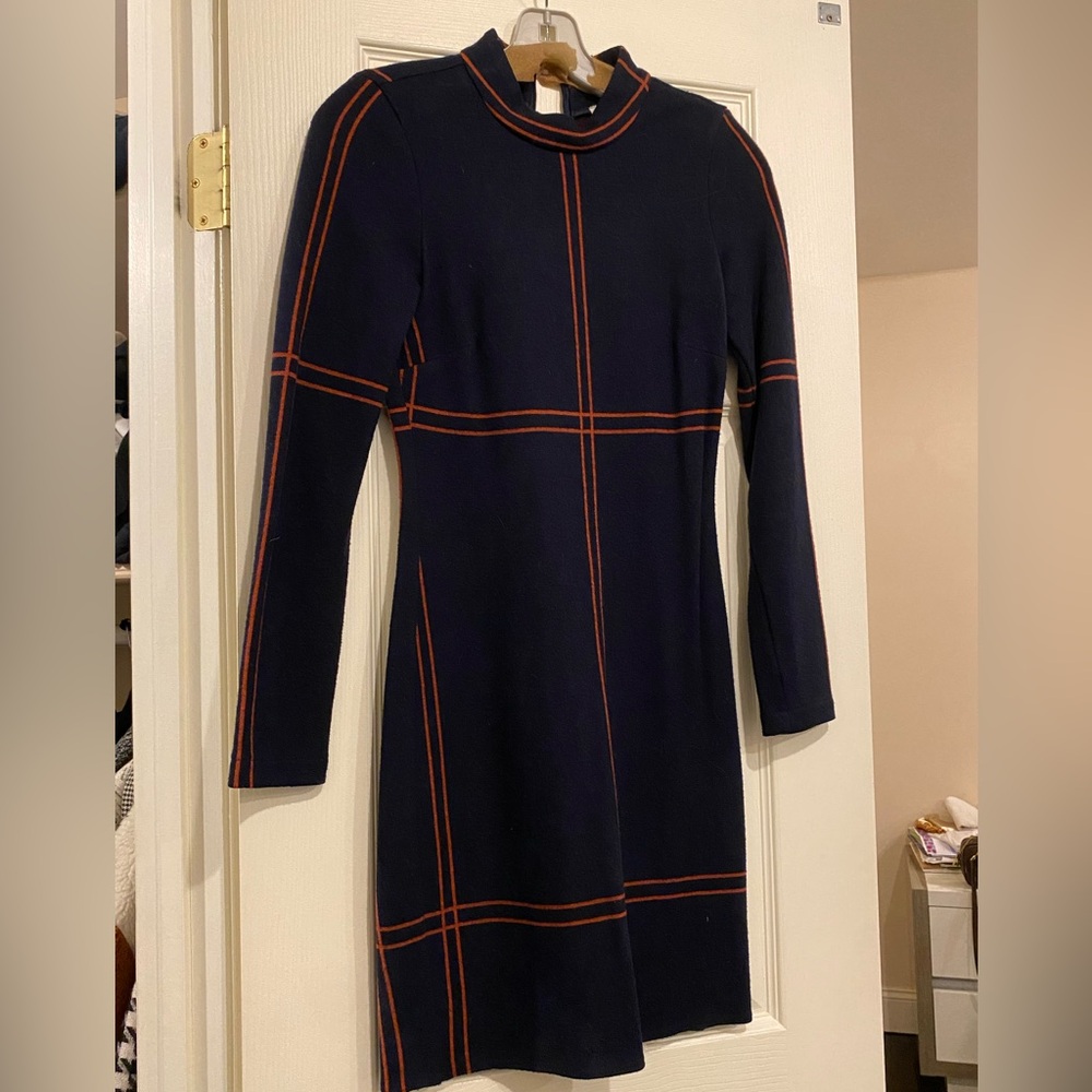 Patrizia Pepe Navy and Red Long Sleeve Dress